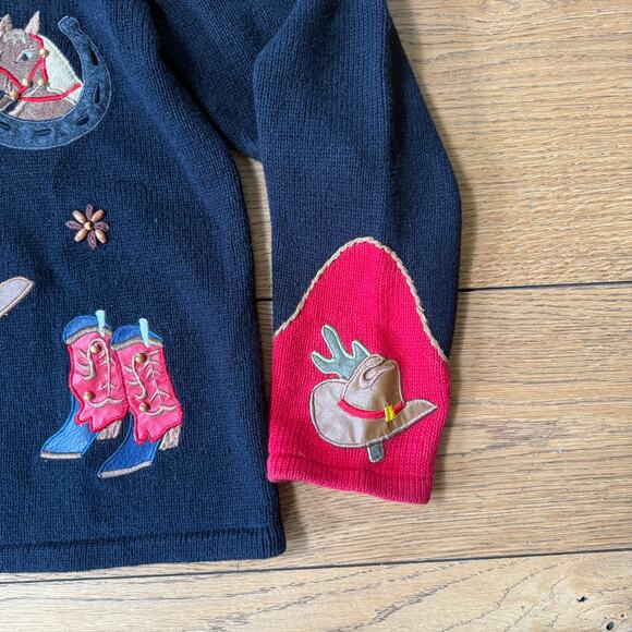 Tiara International Vintage Cardigan SZ M Zip Equestrian Western Rodeo Teacher - Picture 8 of 10